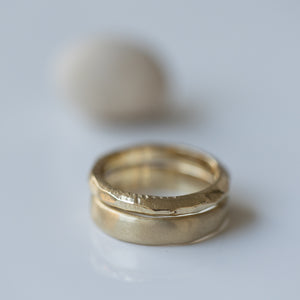 Smooth raw &  high faceted gold wedding rings