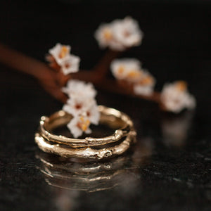 gold His & Hers branch rings