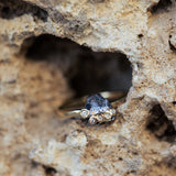 Meteorite & tiny diamonds ring