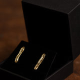 Small concave raw gold diamond earrings