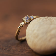 Load image into Gallery viewer, Square champagne tri-stone branch ring
