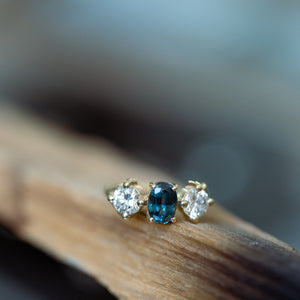 parti sapphire & diamonds tri-stone ring