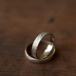 Textured ring& Faceted wedding rings
