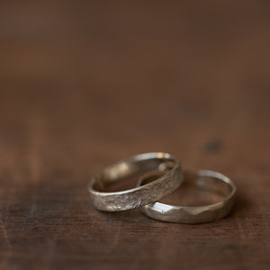 Textured ring& Faceted wedding rings