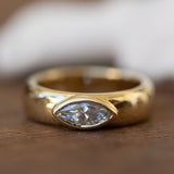 Chubby gold ring with marquise champagne diamond