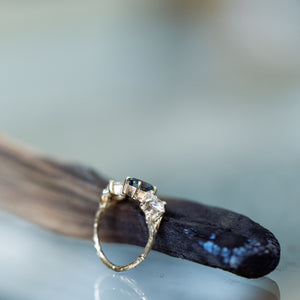 parti sapphire & diamonds tri-stone ring