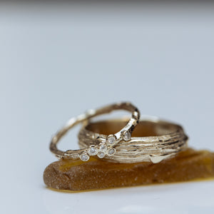 Bubble branch ring& thick trunk wedding rings