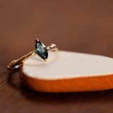Marquise cut sapphire branch ring
