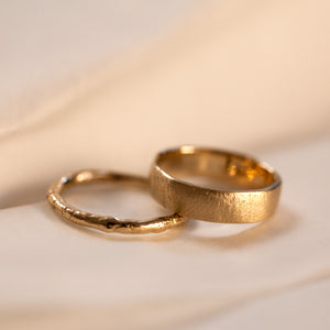 Raw wide & thin wedding rings
