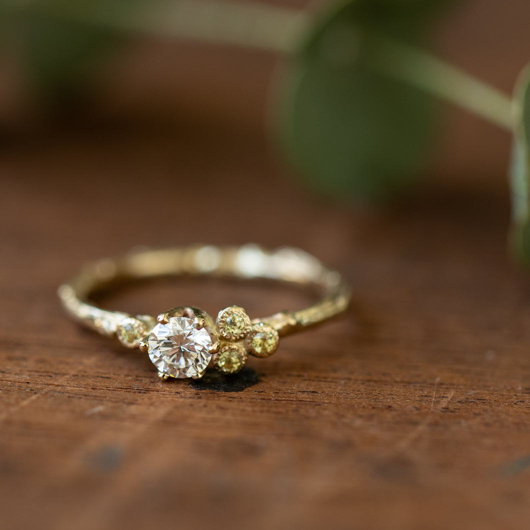Branch cluster ring & yellow sapphires