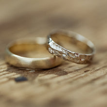 Load image into Gallery viewer, smooth raw &amp; sand wedding rings
