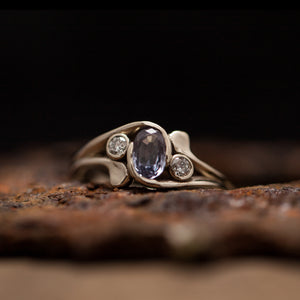 Unique tri-stone engagement ring