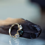 Parti sapphire & diamonds tri-stone ring