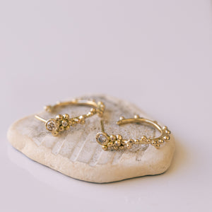 Bubbly open hoop earrings with champagne diamonds