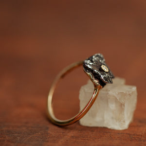Large Meteorite gold ring