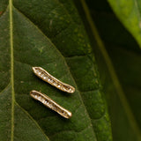 Small concave raw gold diamond earrings