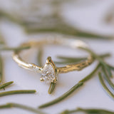 Solitaire white drop branch ring