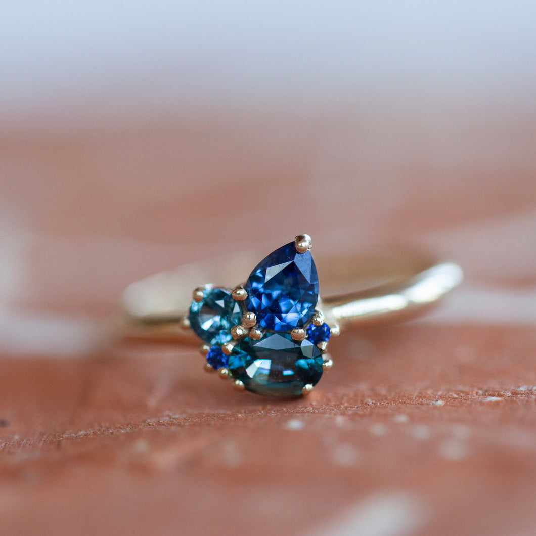 Party sapphire cluster ring