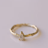 Solitaire white drop branch ring
