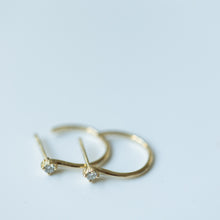 Load image into Gallery viewer, Open gold hoops with diamond
