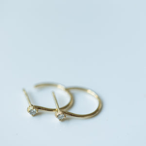 Open gold hoops with diamond