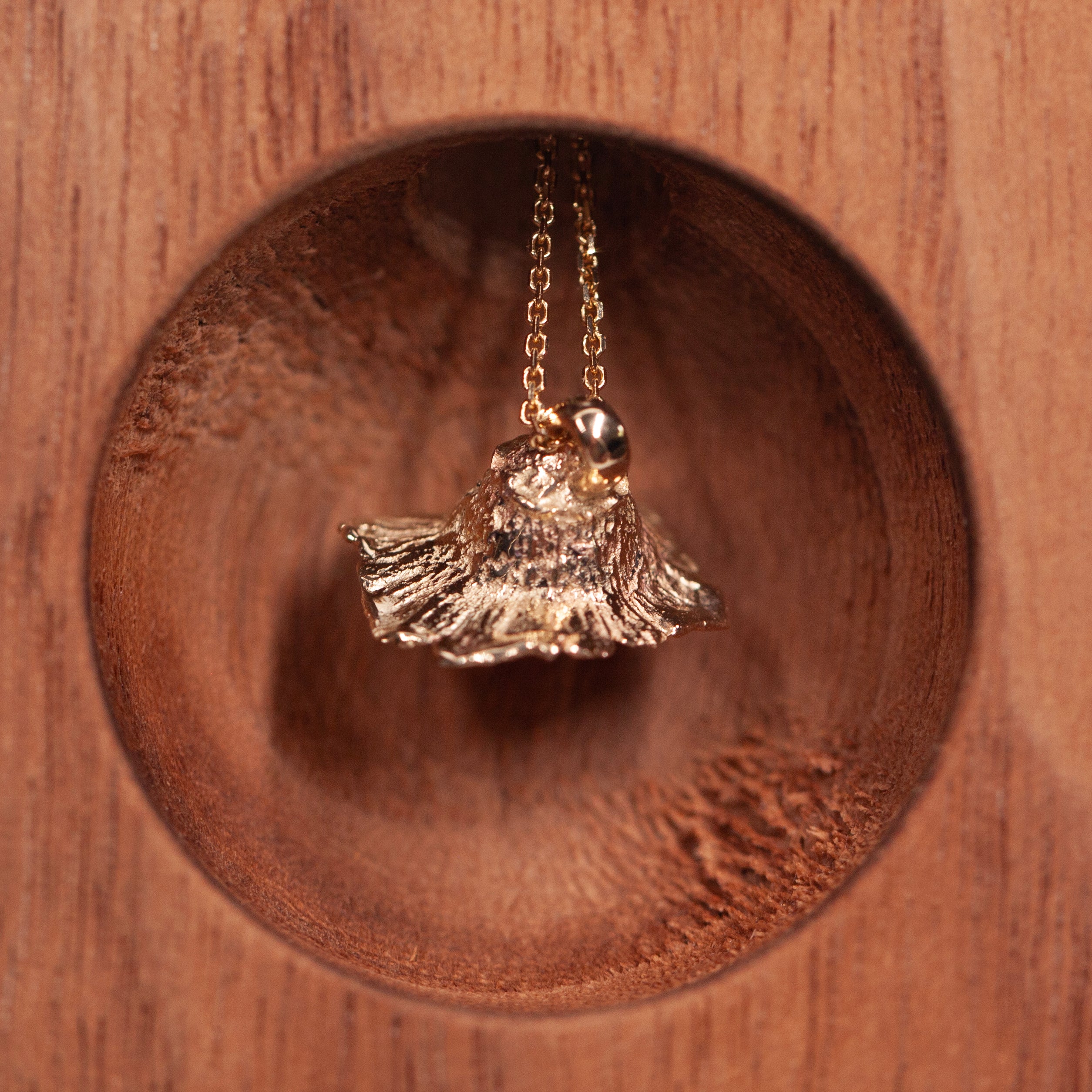 dried flower 14k gold necklace