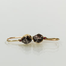 Load image into Gallery viewer, Gold Drop meteorite earrings
