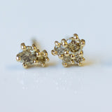 Asymmetric  champagne cluster earrings