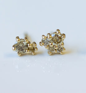 Asymmetric  champagne cluster earrings