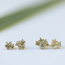 Load image into Gallery viewer, Champagne cluster stud earrings
