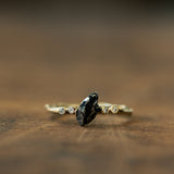 Branch meteorite ring with diamonds
