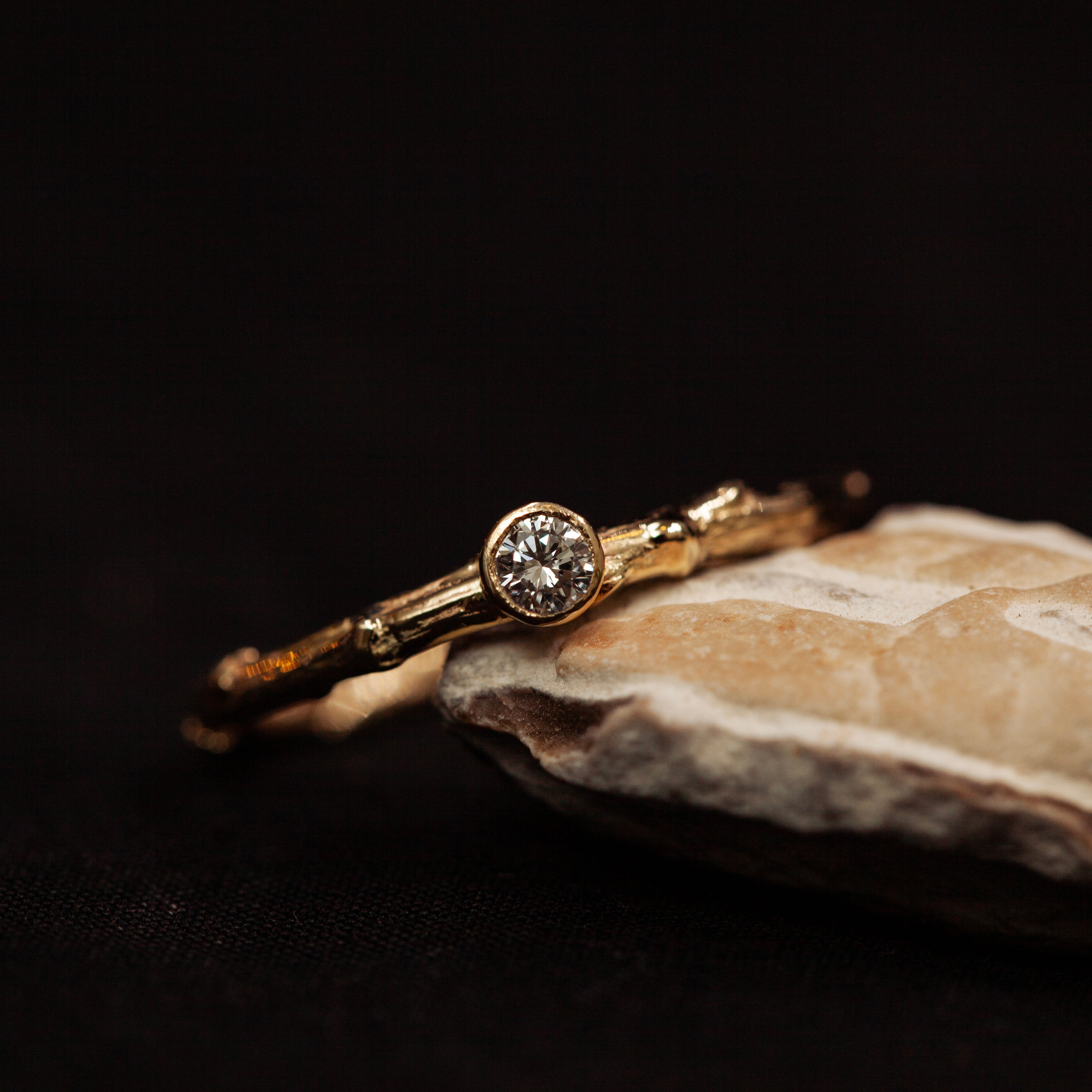 White diamond branch ring