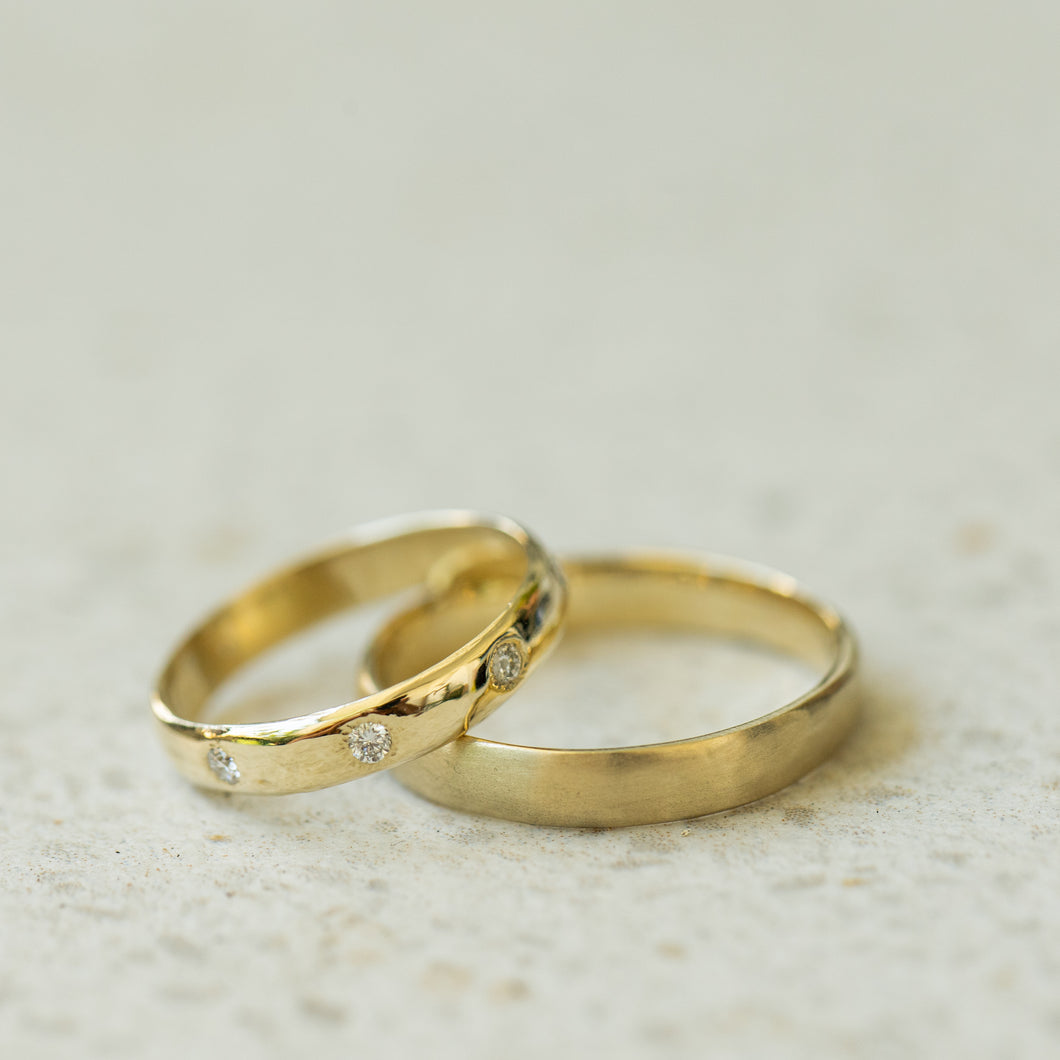 Smoothed raw wedding rings