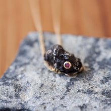 Load image into Gallery viewer, Gold meteorite Necklace with ruby
