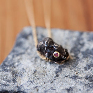 Gold meteorite Necklace with ruby