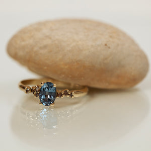 smoky sapphire cluster ring