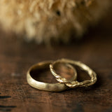 Smooth raw & Twisted branch wedding rings