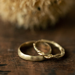 Smooth raw& Twisted branch wedding rings