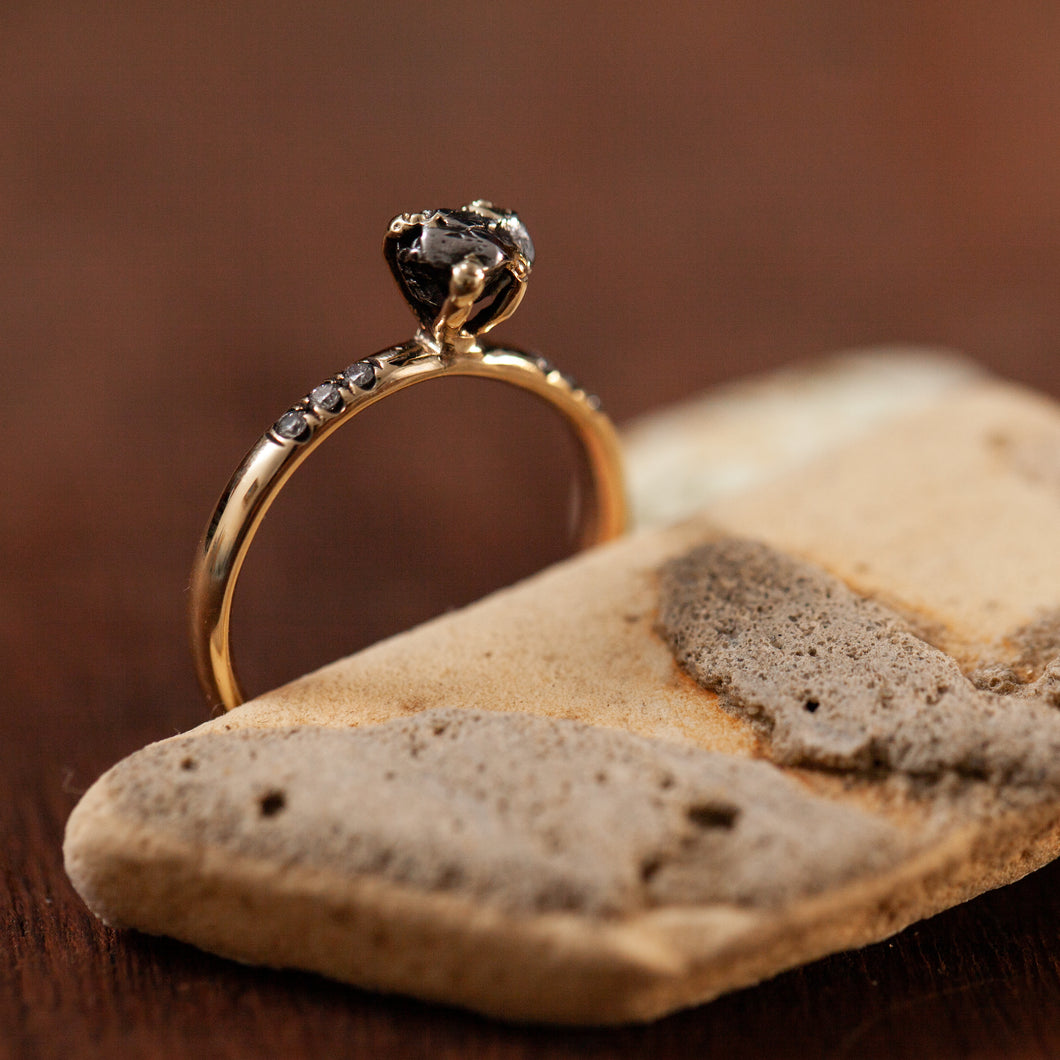 High Meteorite diamond ring