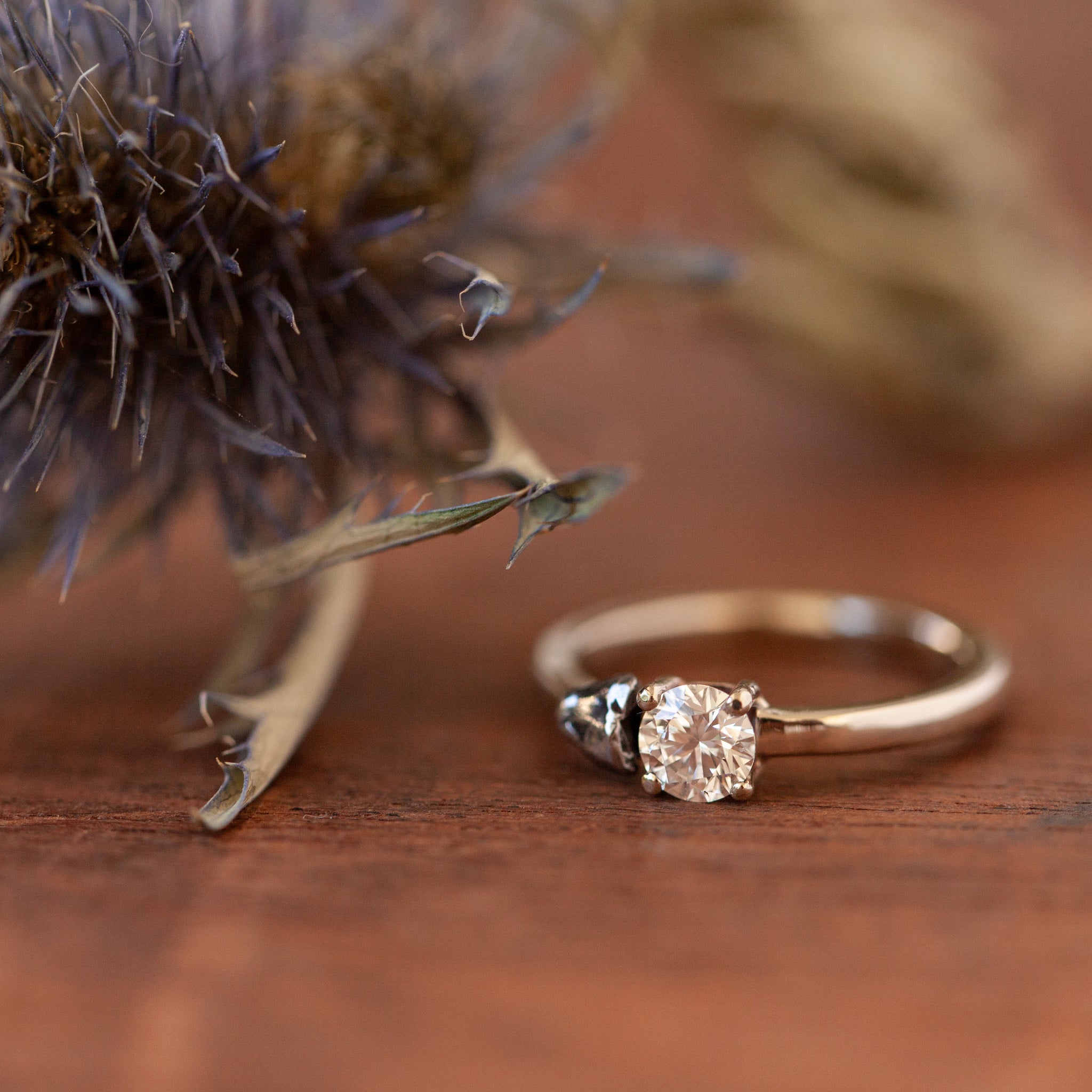 Meteorite ring online with diamond