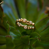 Raw bubbley gold ring with 3 diamond