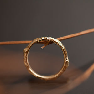 Thick scattered 14k gold diamonds branch rings