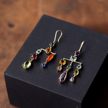 Load image into Gallery viewer, Asymmetrical colorful gems earrings
