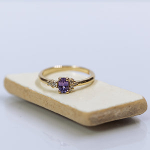 Purple sapphire Spring cluster ring