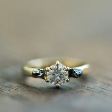 Load image into Gallery viewer, Diamond and meteorites tri-stone ring
