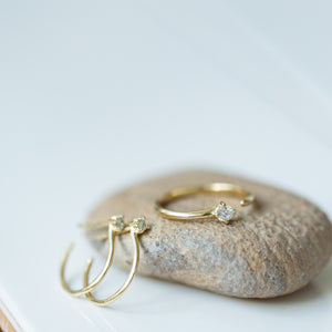Open gold hoops with diamond