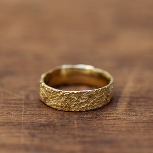 Moon surface gold ring