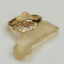 Load image into Gallery viewer, Large concave ring with white diamonds
