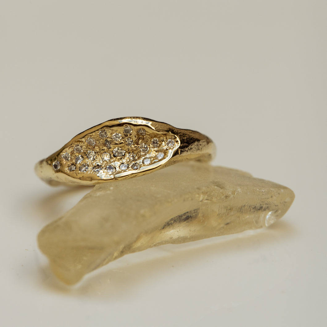Large concave ring with white diamonds