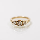 White diamonds tri-stone ring
